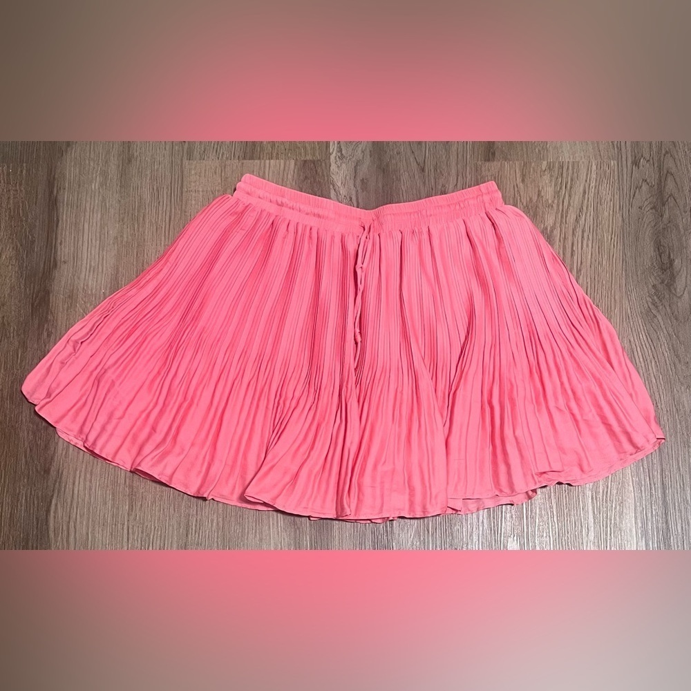 Women's Mustard Seed Pleated Pink Skirt With Waist Tie